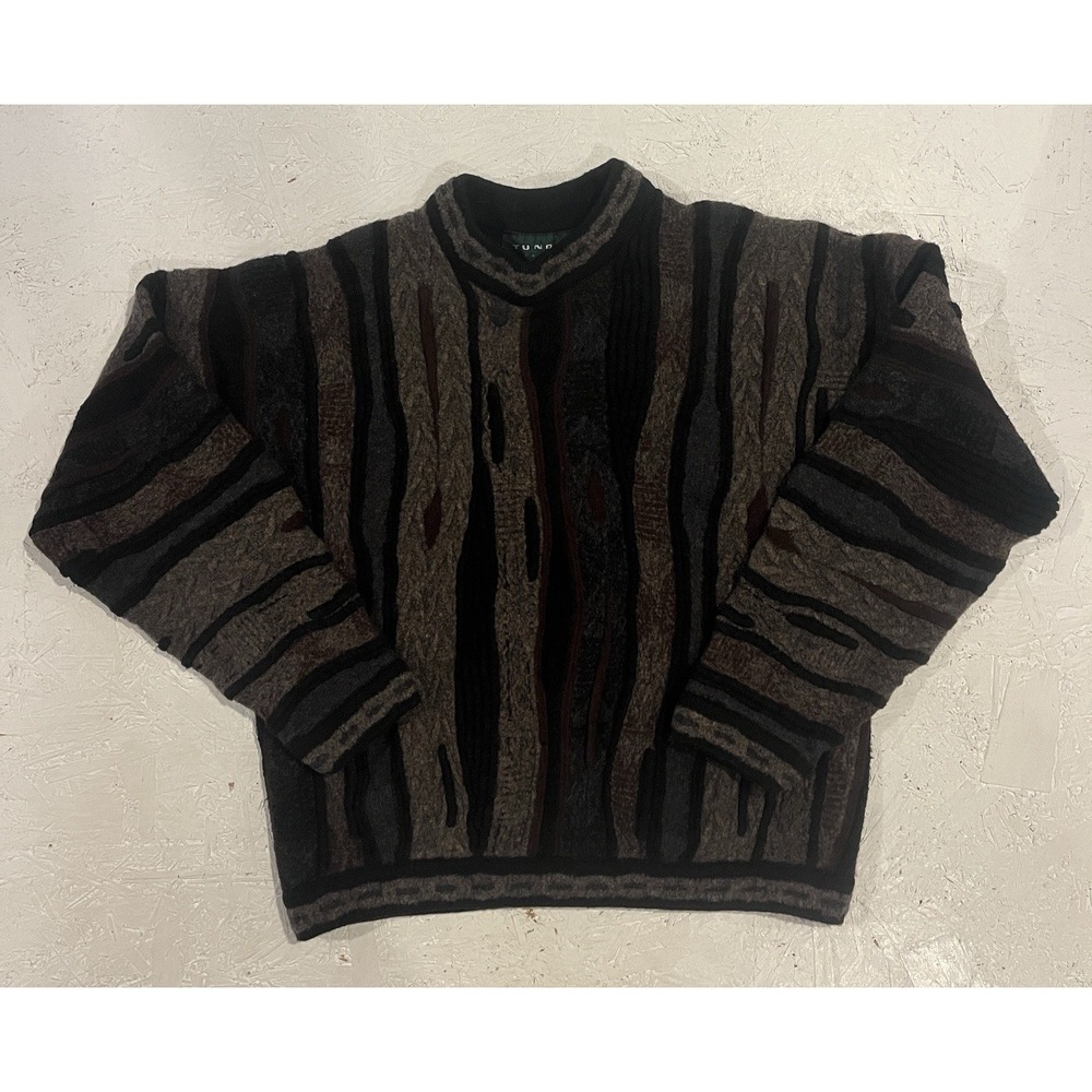 Vintage Tundra Canada Men's Coogi Style 3D Knit Sweater Size XL Chunky Pullover